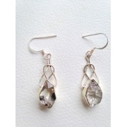607  boucles d'oreilles , diamant herkimer, argent sterling